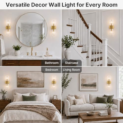 Gold Glass Wall Sconce Light (Gold Clear Glass)