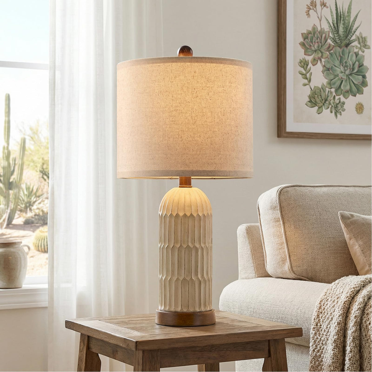 22" Farmhouse Table Lamps Set of 2 (22" Brown)