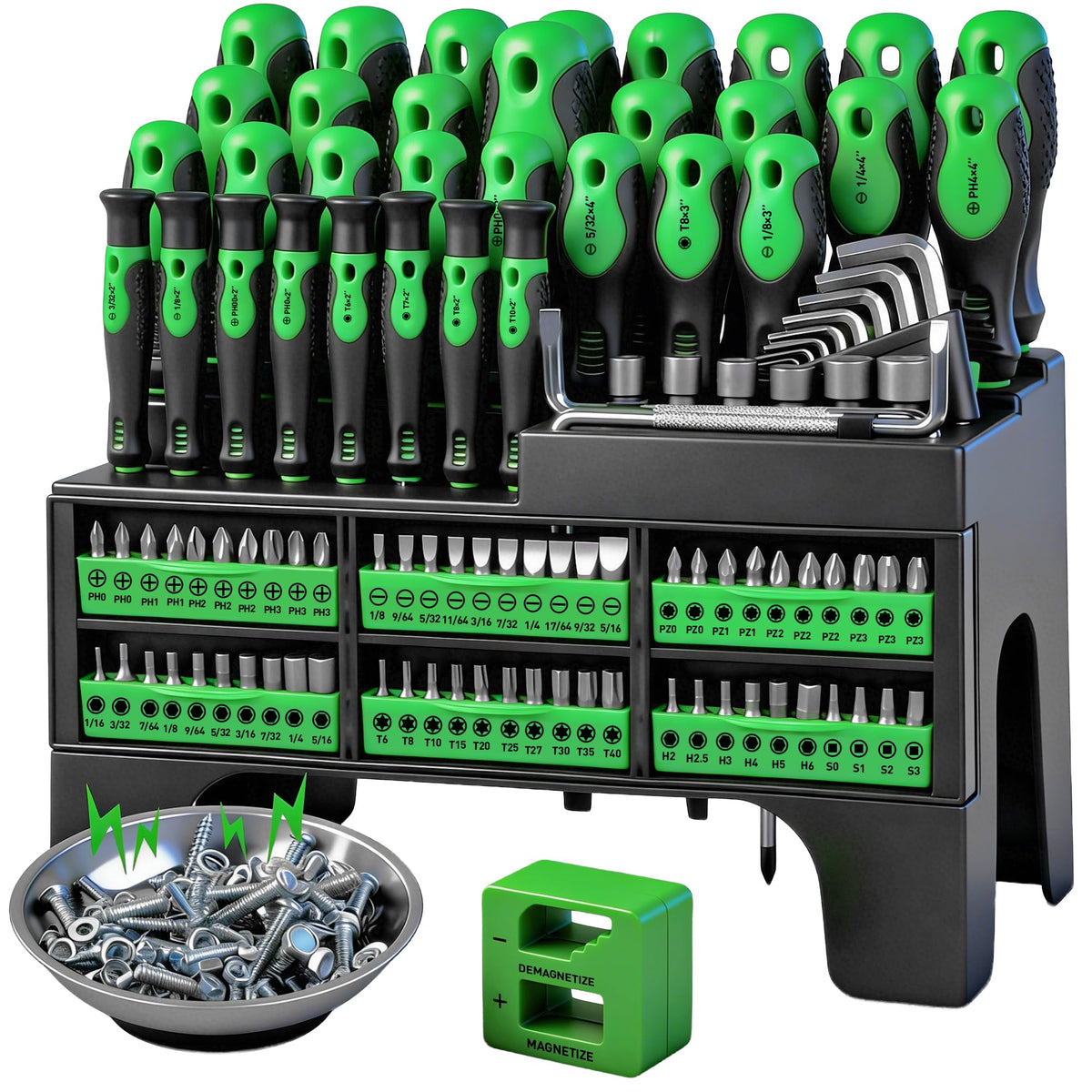 118 Piece Magnetic Screwdriver Set with Plastic Racking (Durable)