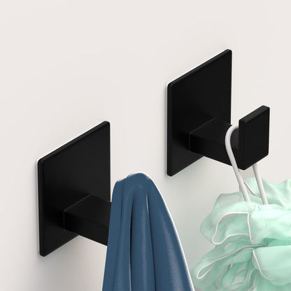 Adhesive Shower Hooks (Adhesive "7" Shape -2 Pack / Black)