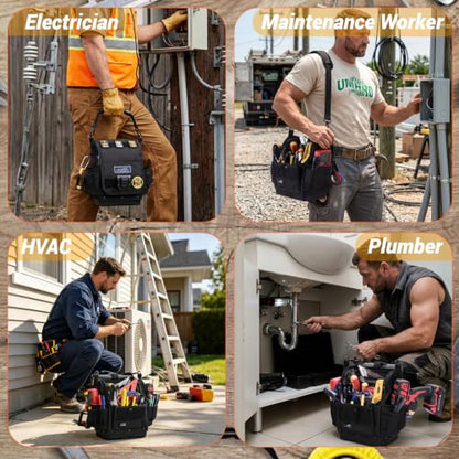 Electrician Tool Bag HVAC Tool Bags with Hard Bottom