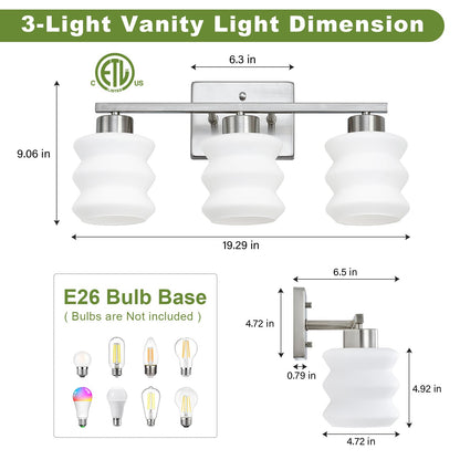 Bathroom Lighting Fixtures Over Mirror (Brushed Nickel / 3-Light)