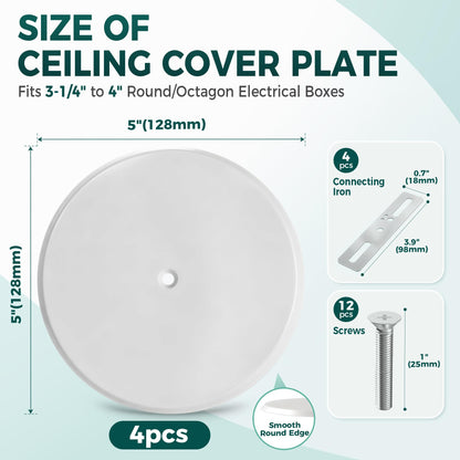 4 Pcs 5" Ceiling Cover Plate (White-4 Pcs)