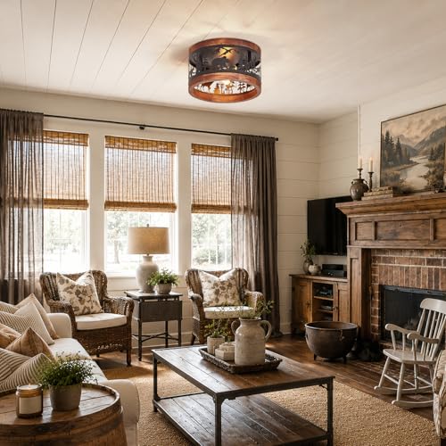 Rustic Farmhouse Flush Mount Ceiling Light