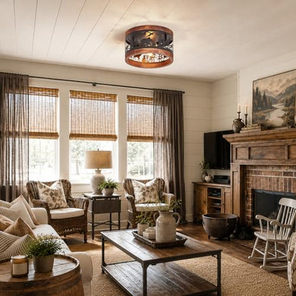Rustic Farmhouse Flush Mount Ceiling Light