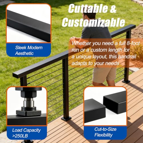 Stainless Steel T304 Black Handrail for Cable Railing