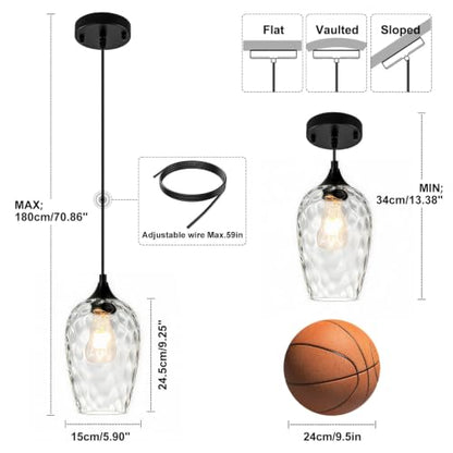 Modern Hammered Glass Pendant Lighting for Kitchen Island