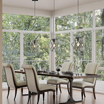 1 Light Modern Geometric Clear Glass Pendant Light
