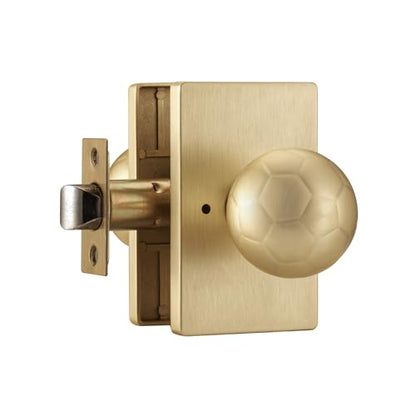 Brushed Gold Door Knob with Push Lock for Bath & Bedroom