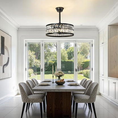 Caged Ceiling Fan with Lights and Remote 20 Inch Gold Crystal Fandelier Ceiling Fan Modern Farmhouse Chandelier Fan Light