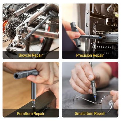 Magnetic Screwdriver Set Precision Multi Bit Repair Kit with Detachable Allen Wrench T Handle for Furniture