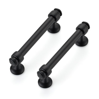 2 Pack Black Cabinet Handles (Black / 3-3/4 Inch Hole Centers)