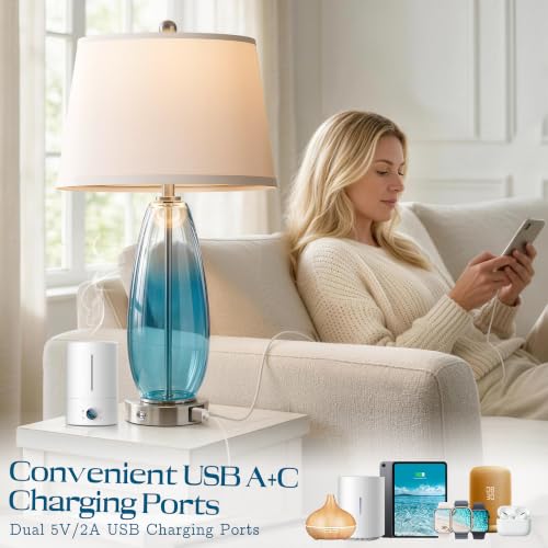 27" Glass Table Lamps for Living Room