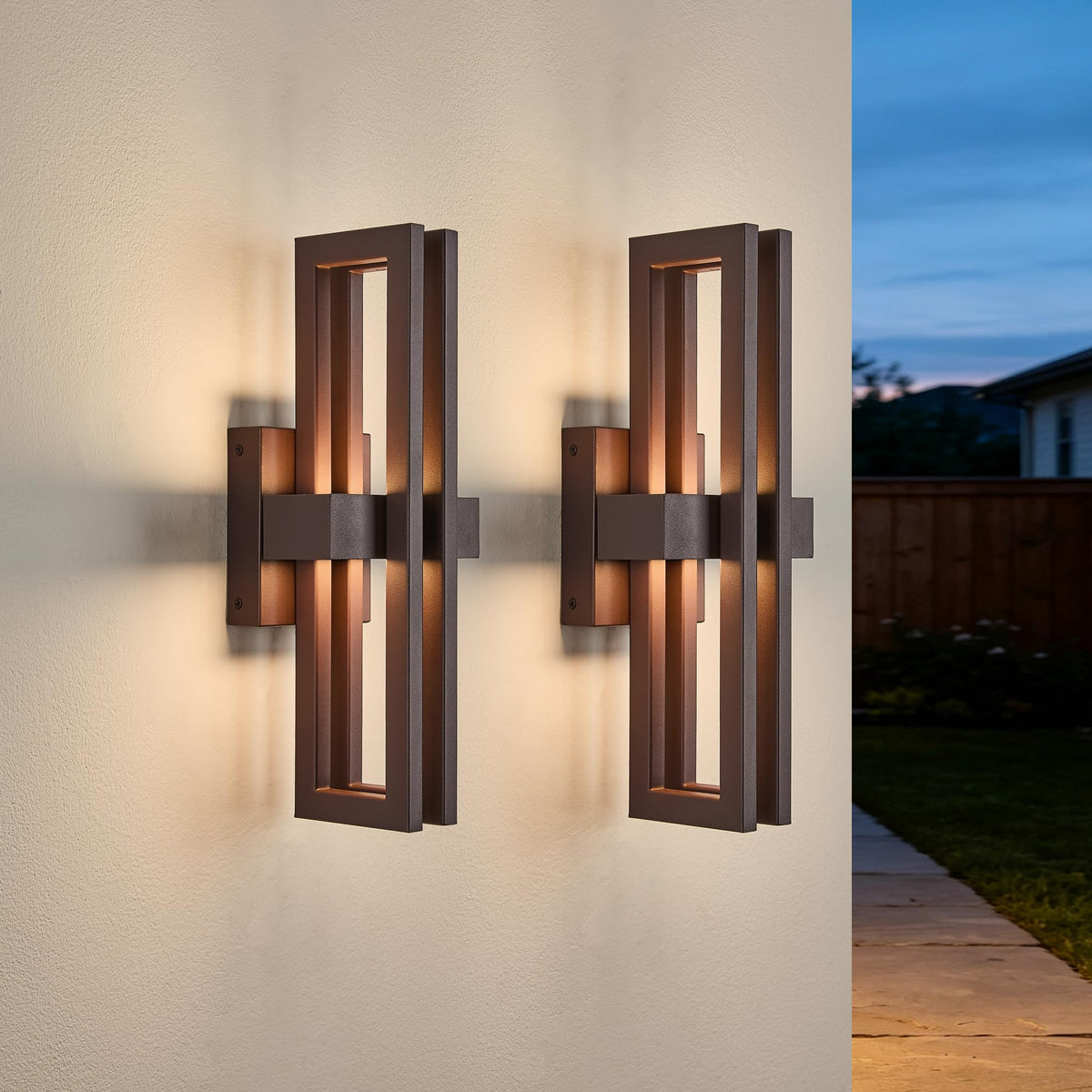 15" Modern Outdoor Wall Lights 2 (2Pack Small 15"H Textured Bronze)