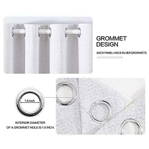 100% Blackout Linen Curtains for Bedroom 52x96 Inches Grayish White (Grayish White / 52"W x 96"L (Pack of 2))