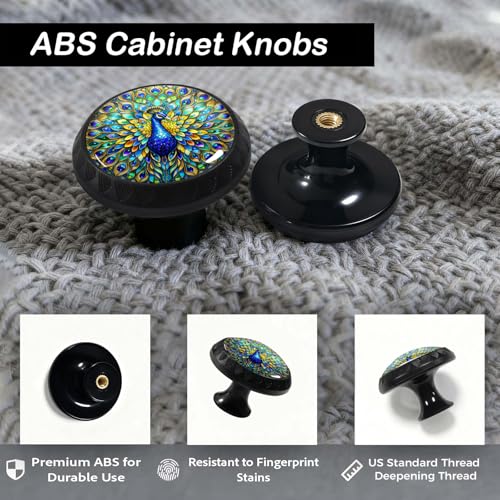 4 Pack Colorful Peacock Cabinet Knobs for Kitchen Bathroom