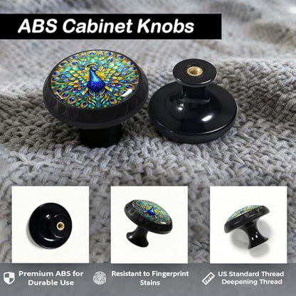 4 Pack Colorful Peacock Cabinet Knobs for Kitchen Bathroom