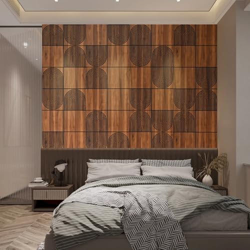 Teak Wood Grain 3D Wall Panels with Adhesive