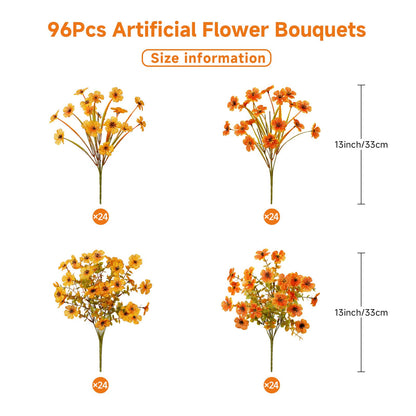96 Bundles Artificial Fall Flowers (Fall Orange)