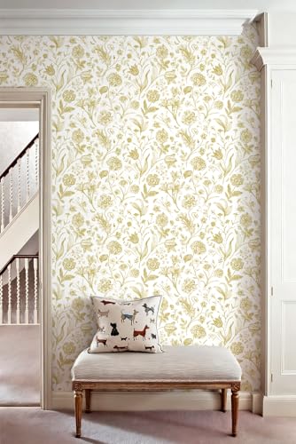 Line Flowers Peel and Stick Wallpaper Vintage Contact Paper