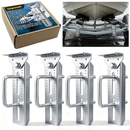 8"/10"/12" Boat Trailer Bunk Brackets 4 Pack, Heavy Duty Swivel Top