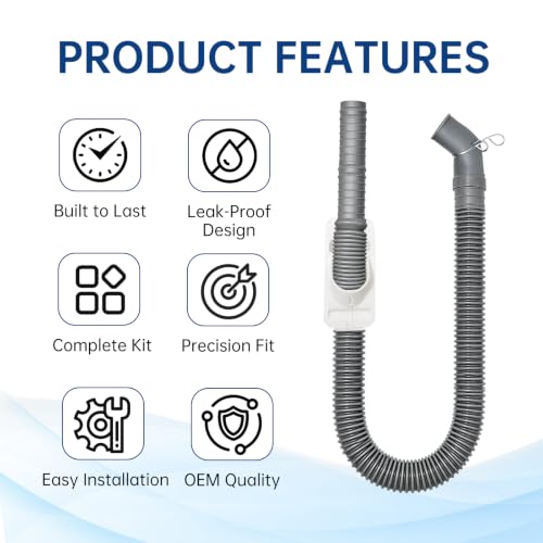 AEM73732901 Washer Drain Hose Washing Machine Drain Hose Replacement for LG & Kenmore Elite Front Load Washers Fit for AEM74053001 MEGJ62685201 2702257 PS8749199 PS8749199 WT7500CW WT1201CW WT1201CV
