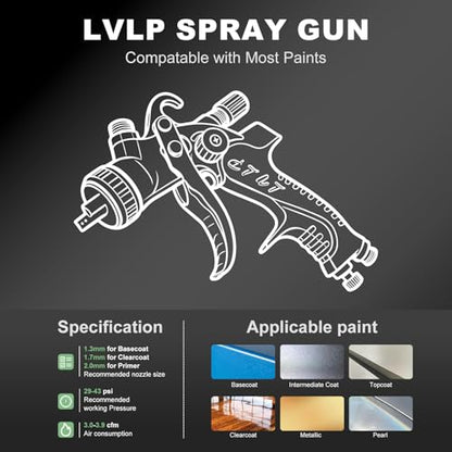 LVLP Air Spray Gun with 10PCS Disposable Mixing Cups & Air Regulator