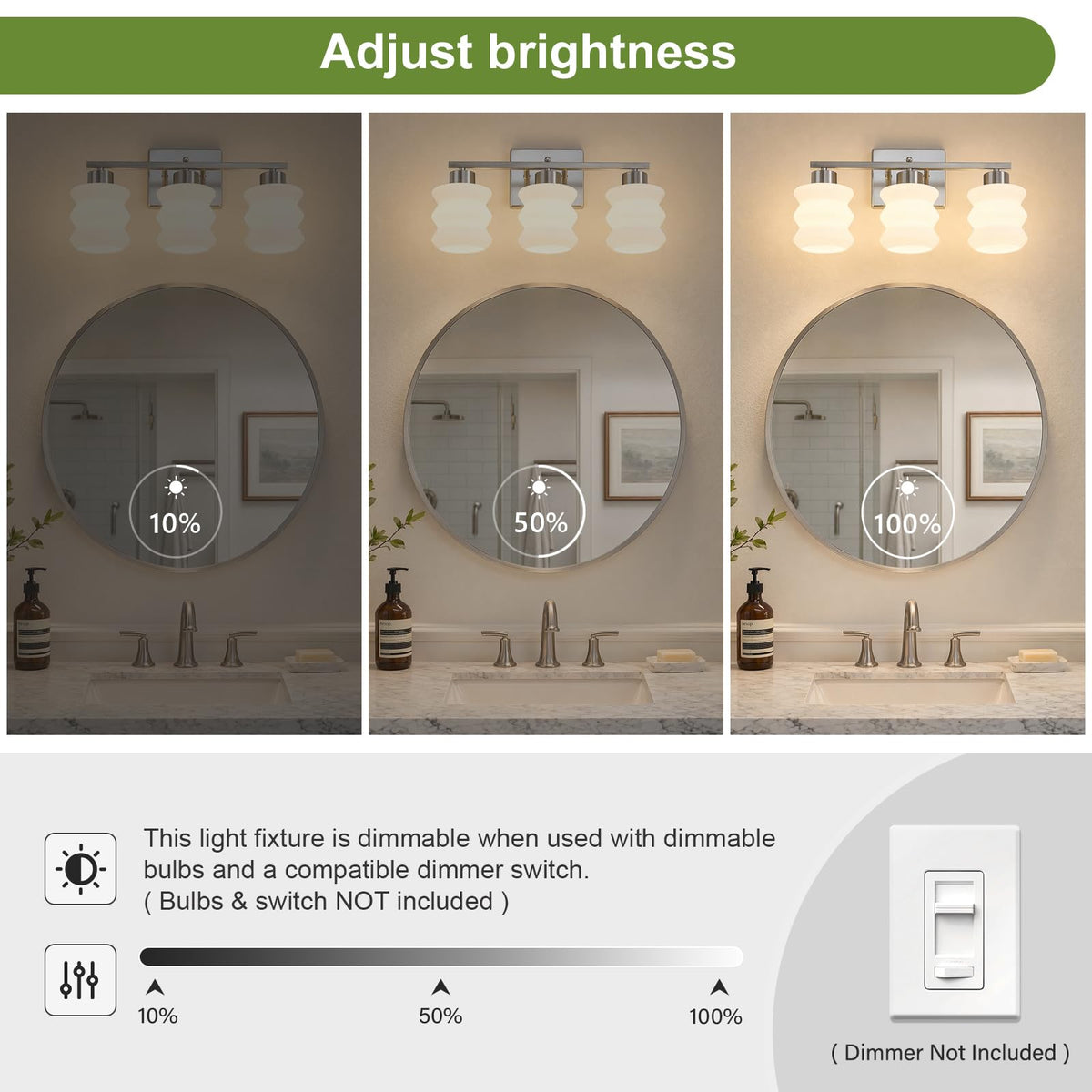 Bathroom Lighting Fixtures Over Mirror (Brushed Nickel / 3-Light)