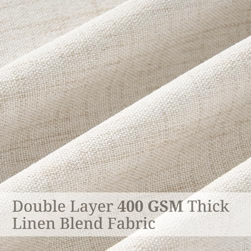 Pinch Pleated Linen Curtains Blackout 96 Inches Long 2 Panels Set for Living (Birch / 50"W x 96"L (Pack of 2))
