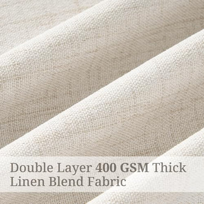 Pinch Pleated Linen Curtains Blackout 96 Inches Long 2 Panels Set for Living (Birch / 50"W x 96"L (Pack of 2))