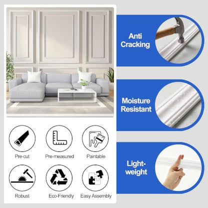 Bilinear Frame Peel and Stick Molding Trim Kit for Wall and Door (Bilinear 54.4 x 24in+54.4 x 48in)