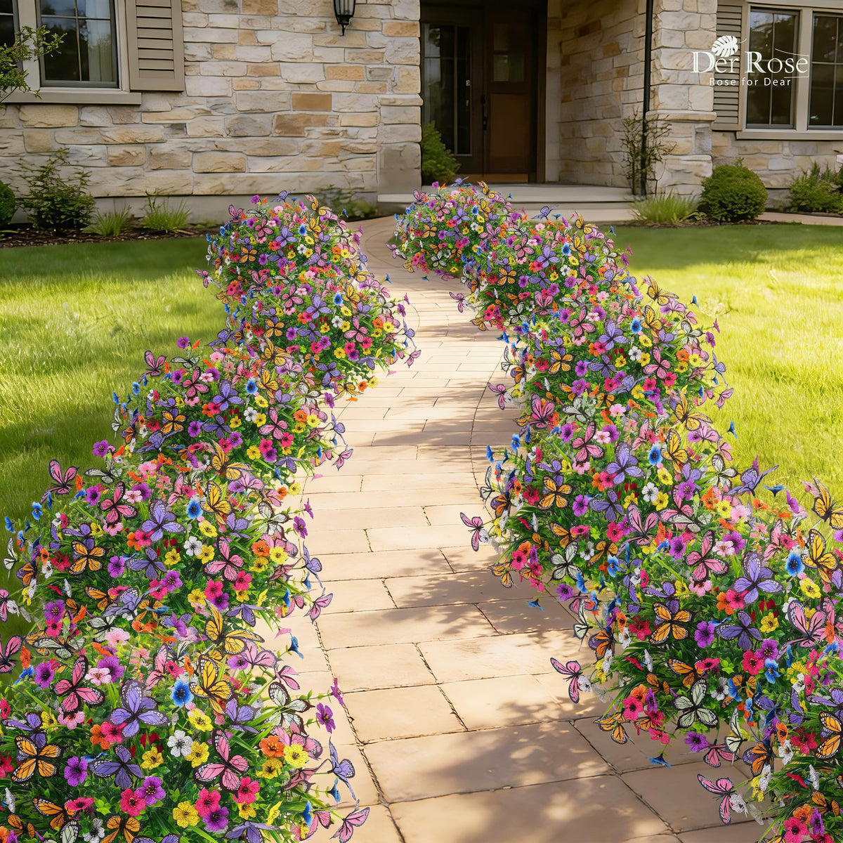 12Pcs Artificial Flowers for Outdoors with Large Fake Butterfly Flowers