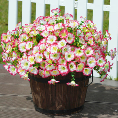 Artificial Faux Outdoor Flowers Plants for Spring Summer Decoration (12 Bundles Pink)