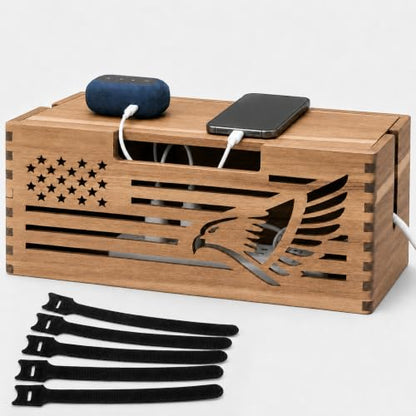 Acacia Wood Cable Management Box