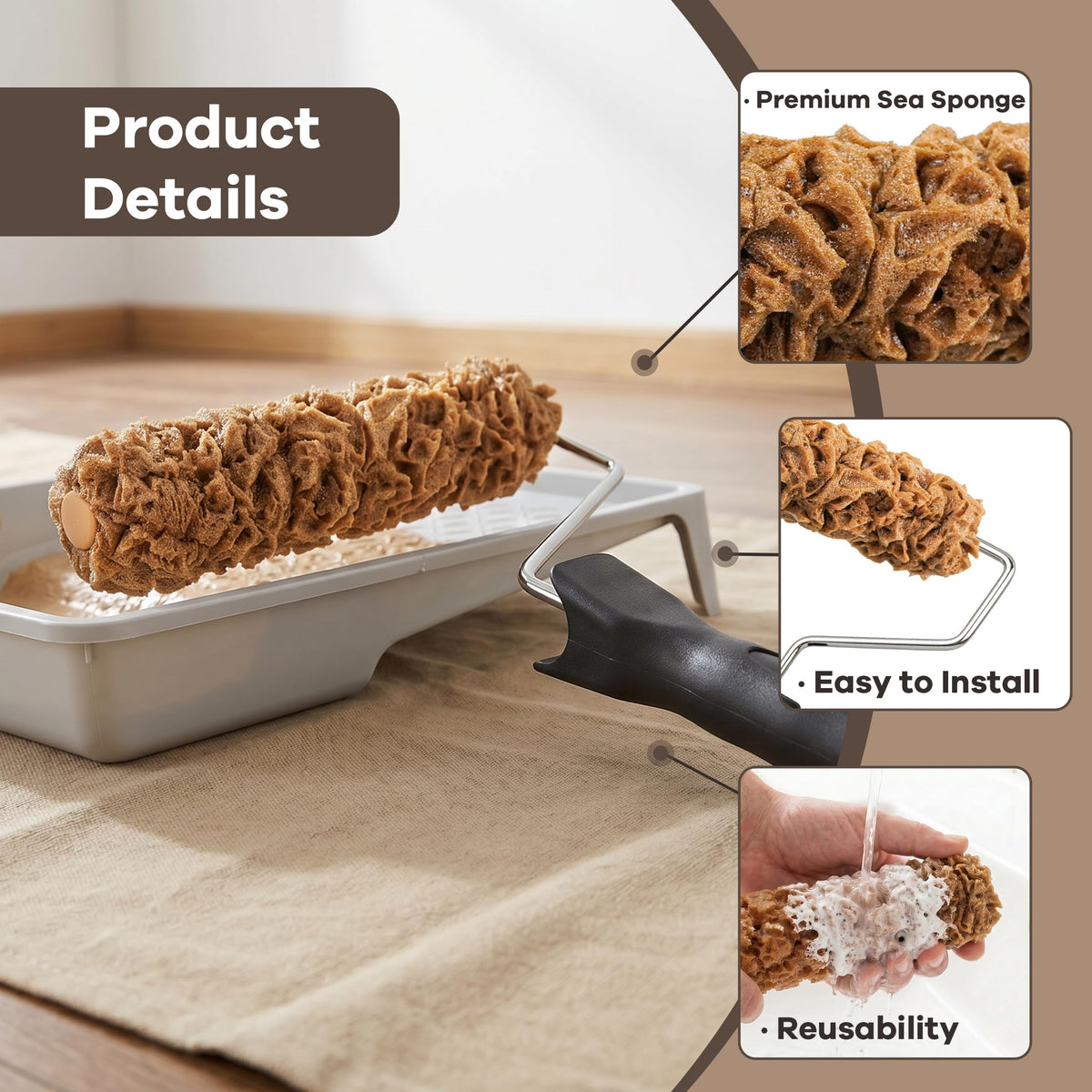 6'' Sea Sponge Roller for Painting (KJ-BR60001Y)