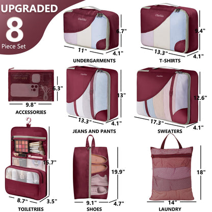 Packing Cubes for Travel (11 Burgundy)