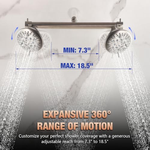 16" Wide Dual Shower Head for Two People
