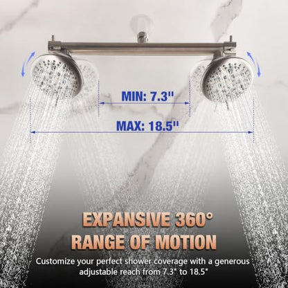 16" Wide Dual Shower Head for Two People