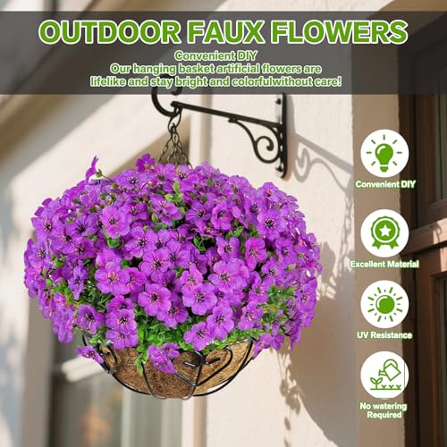 13 Bundles Artificial Flowers for Outdoors Spring Decoration (Purple / Artificial Flowers(13 Pcs))