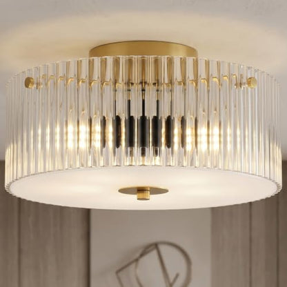 13.8" Gold Flush Mount Ceiling Light