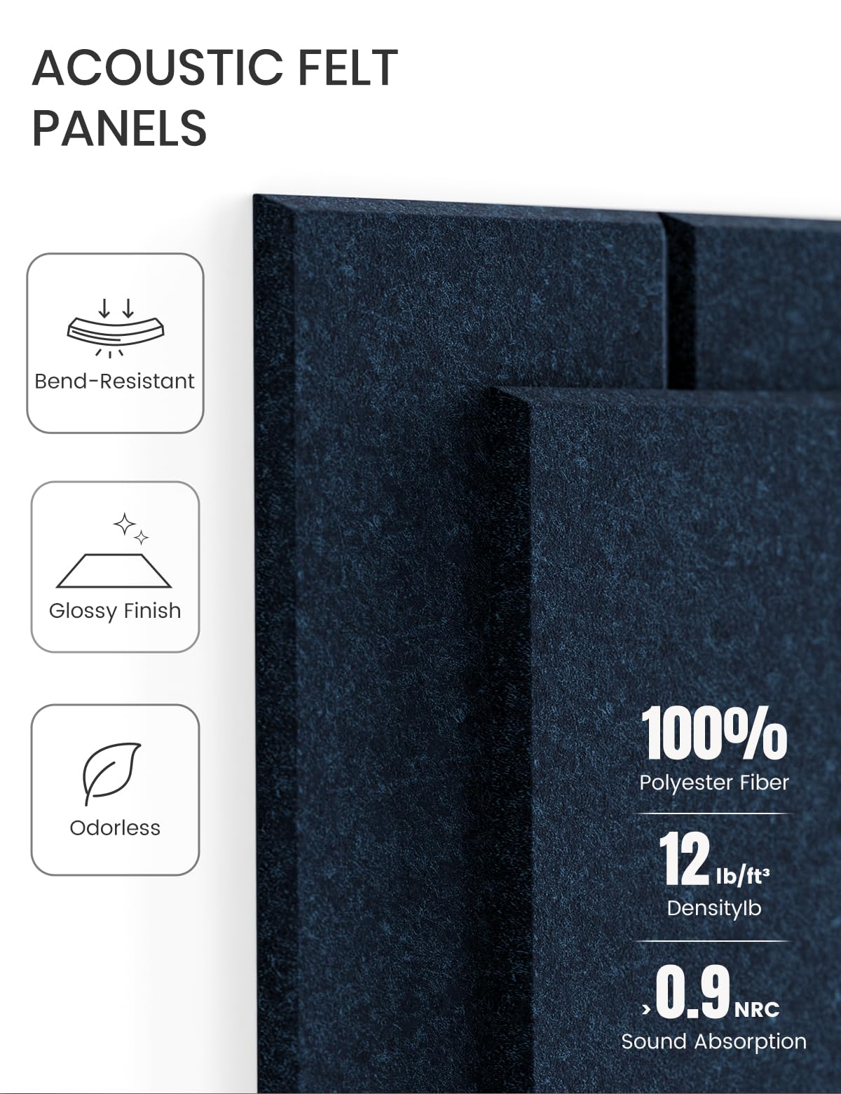 Felt Bulletin Board & Cork Board Alternative 36'' x 24'' (Carbon Blue-1 / Bold-stripe 6-pack)