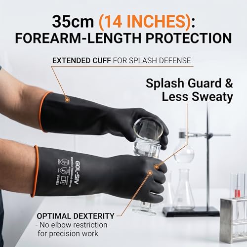 Chemical Resistant Heavy Duty Latex Gloves 6 Pairs
