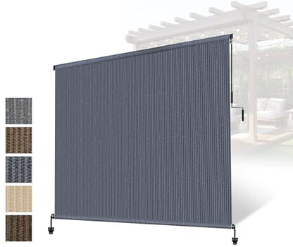 Outdoor Roller Shade 7'W x 8'H (Blue Gray / 84"W x 96"H)