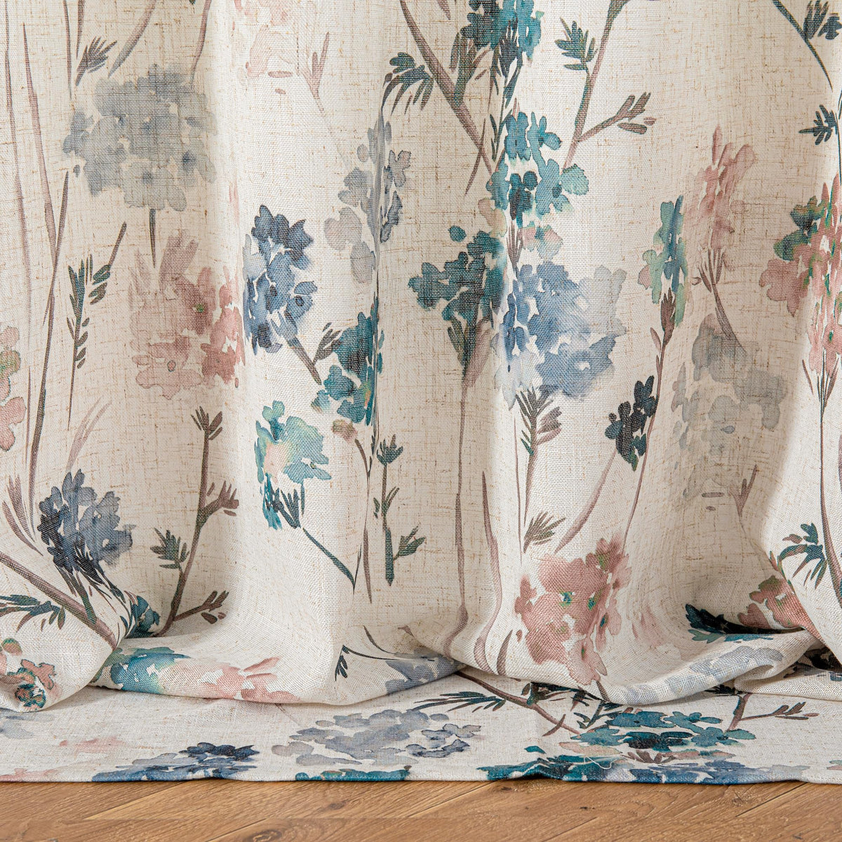 Floral Linen Curtains 54 inch Length 2 Panels Set Patterned Semi Sheer Light Filtering Privacy Farmhouse Grommet Drapes for Bedroom Small Window (A-brown / 52"W x 54"L (Pack of 2))