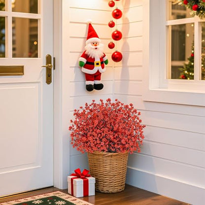 10Pcs Artificial Christmas Flowers Red Babys Breath Decoration for Home (Red)