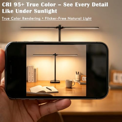 Desk Lamp for Home Office Dual Head 24W Swing Arm Task Lamp Black (Black / Large)
