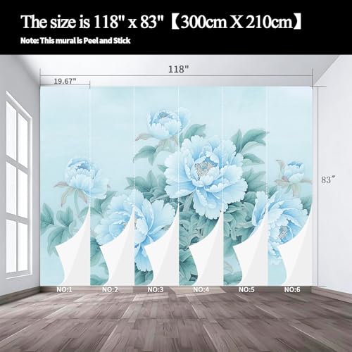 Blue Flower Cluster Realistic Style Landscape Mural Flower self (SDY-04 / 118" x 83")