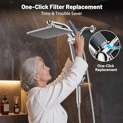 Dual Filtered Rainfall Handheld Showerhead Spray Combo for Bathroom (Chrome)