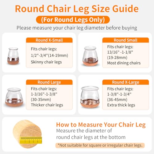 32 Pack Round Chair Leg Floor Protectors for Hardwood Floors (Clear-32pcs / Round Small)