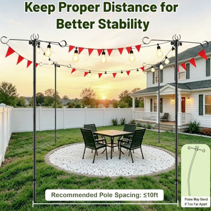 Outdoor String Light Poles 10 ft with Detachable Side Crossbars